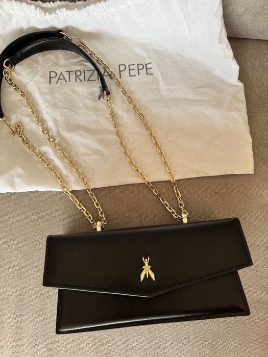 Чисто нова кожена черна чанта PATRIZIA PEPE