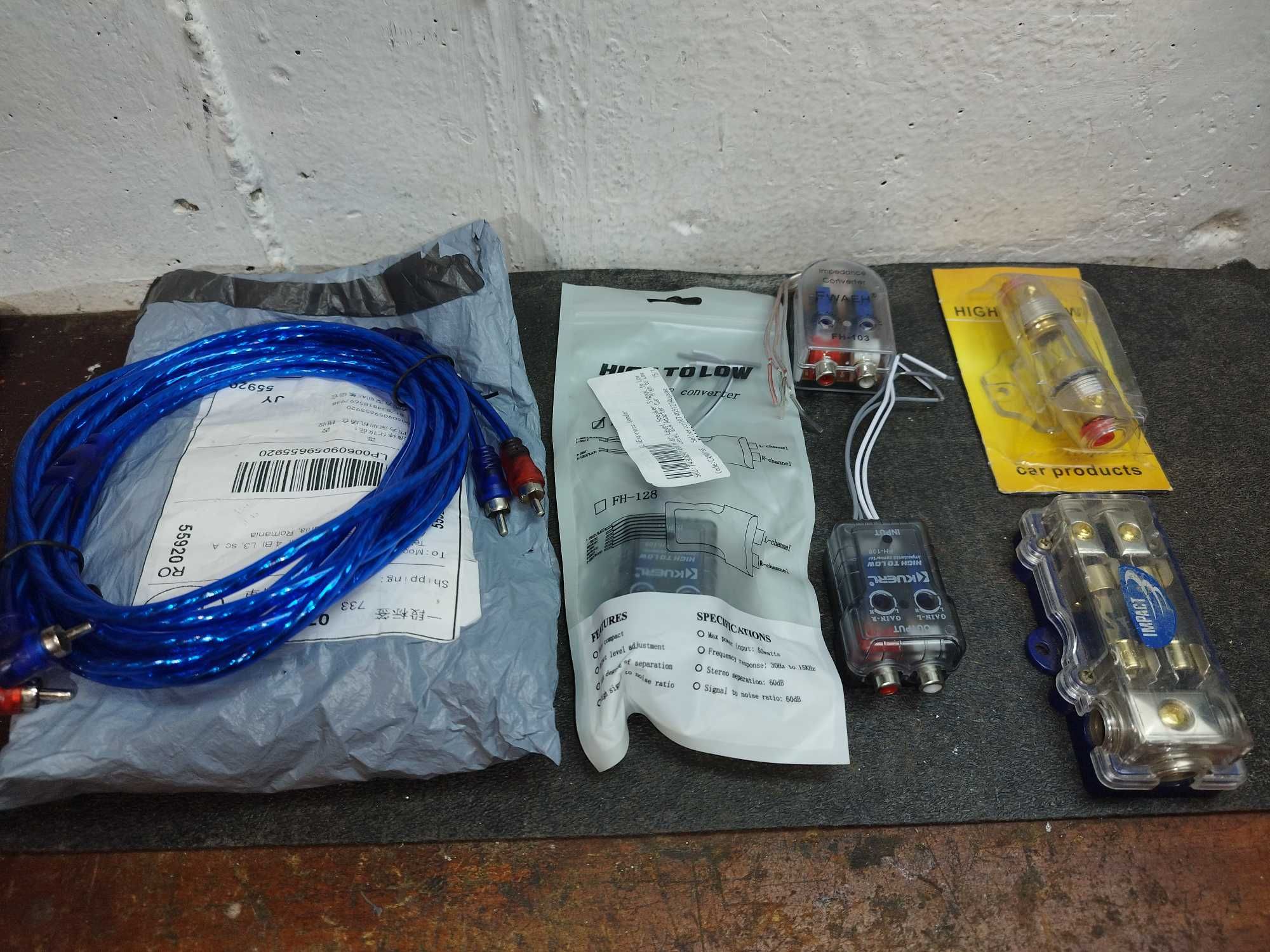 Adaptor High-low, cablu Rca, kit complet, siguranta, cabluri Y