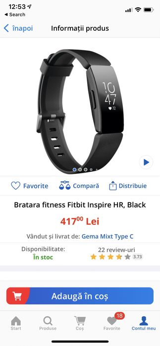 Bratara Fitbit Inspire HR (heart rate)