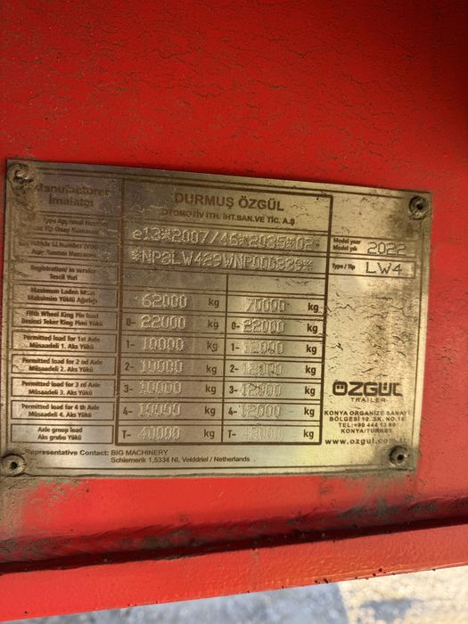 Trailer/platforma 4 axe Ozgul LW4 2022 62 tone