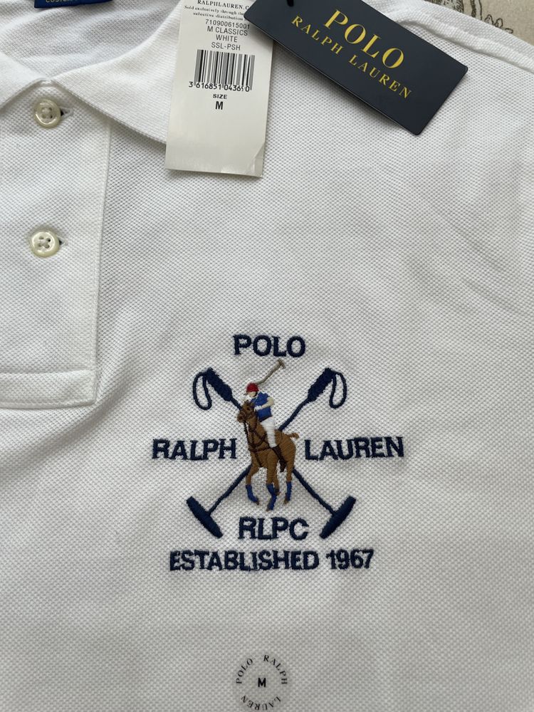 Polo Ralph Lauren тениска с яка S/M бяла