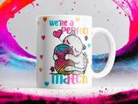 Cana personalizata, We're a perfect match, Ceramica, Alb, 350 ml