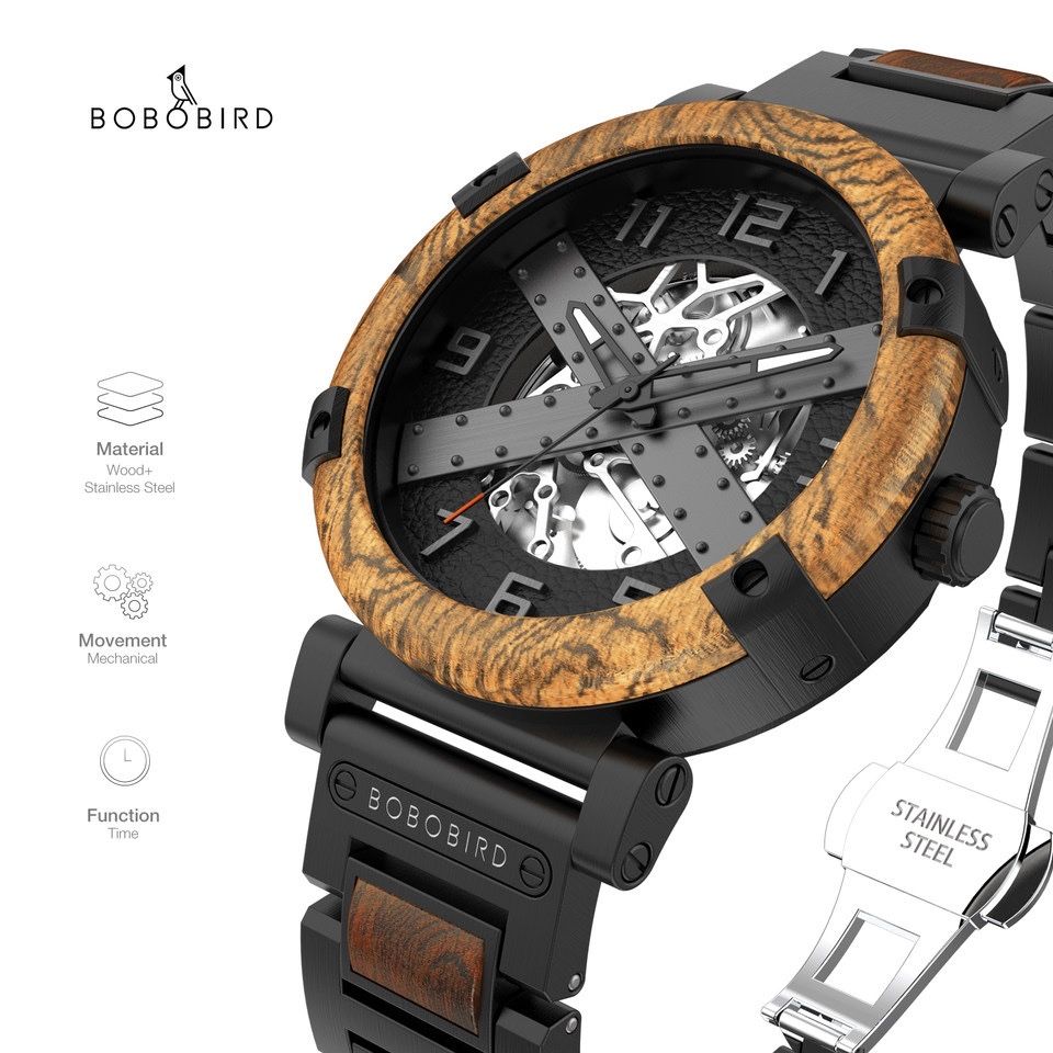 BOBO BIRD Часы Деревянные Роскошные Механические серии Skeleton X soat