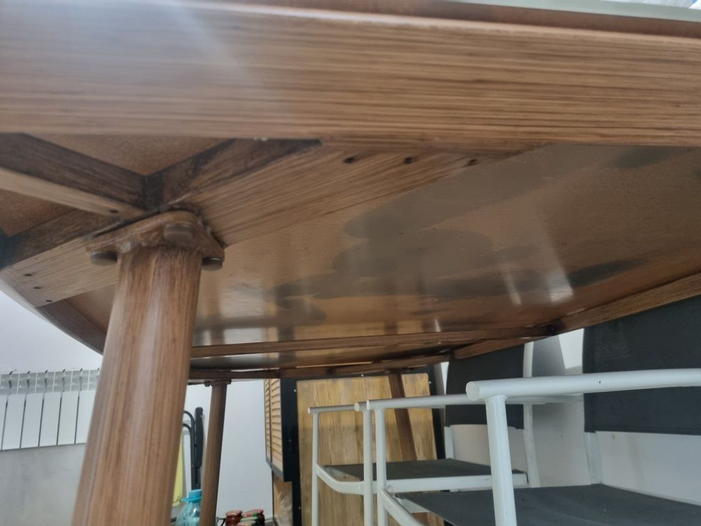 Masa terasa exterior / interior metal si sticla 1,80×1m demontabila