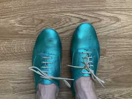 Pantofi clasici piele turcoaz stralucitor