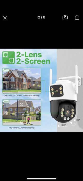 Camera supraveghere wifi / wirelless 4k Lentile duble 8mp