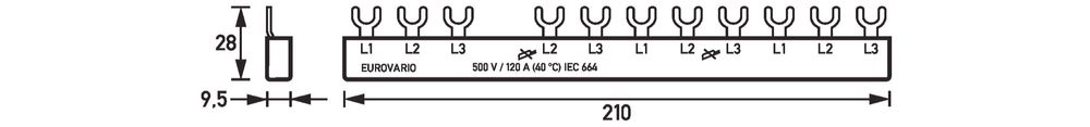 Busbar 3 faze, 8 posturi Doepke Eurovario 09920185