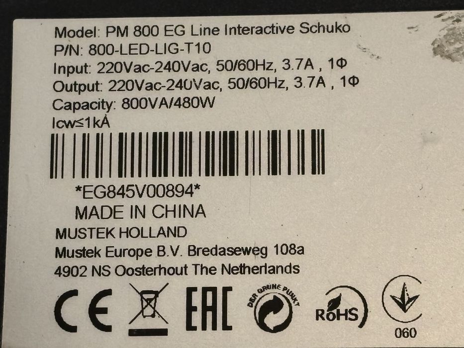 UPS MUSTEK Line Int. 800VA/ 480W, AVR