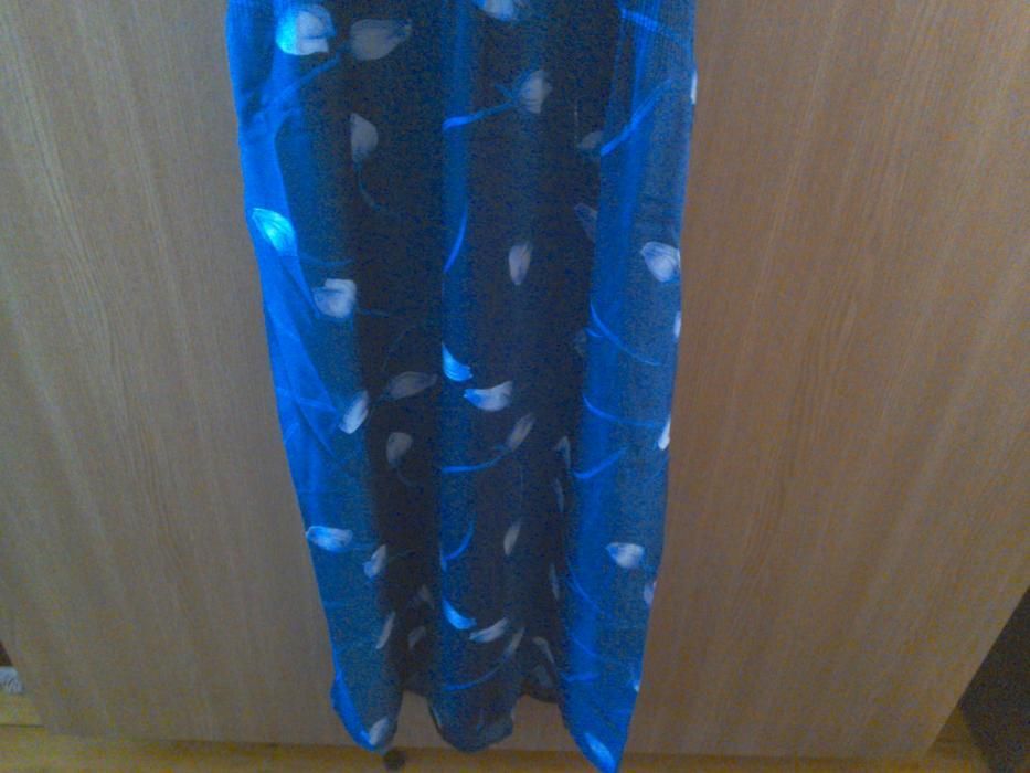 Rochie nouă, de damă, lunga, de vară, bleumarin cu flori albe