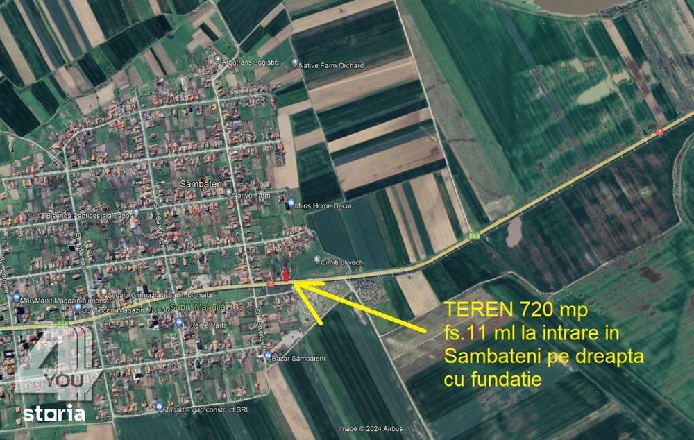 Teren intravilan 720 mp Sâmbăteni, cu fundatie fs.11 ml - 18500 euro