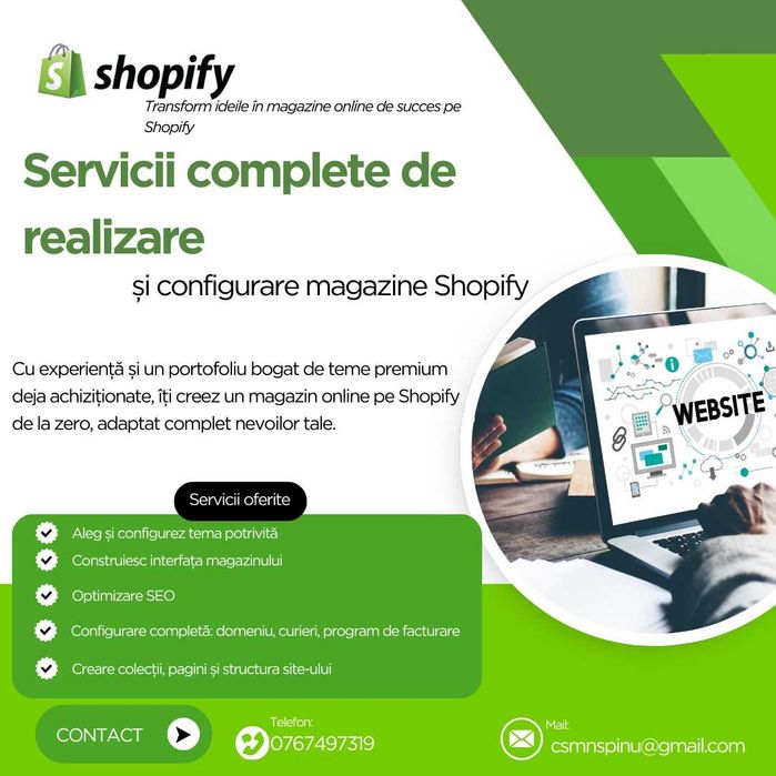 Creare Site-uri Shopify, Design Modern & Optimizare SEO