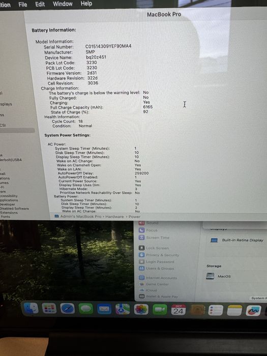 MacBook Pro 13 inch early 2015 i5 8GB 512SSD A1502 18 cicluri