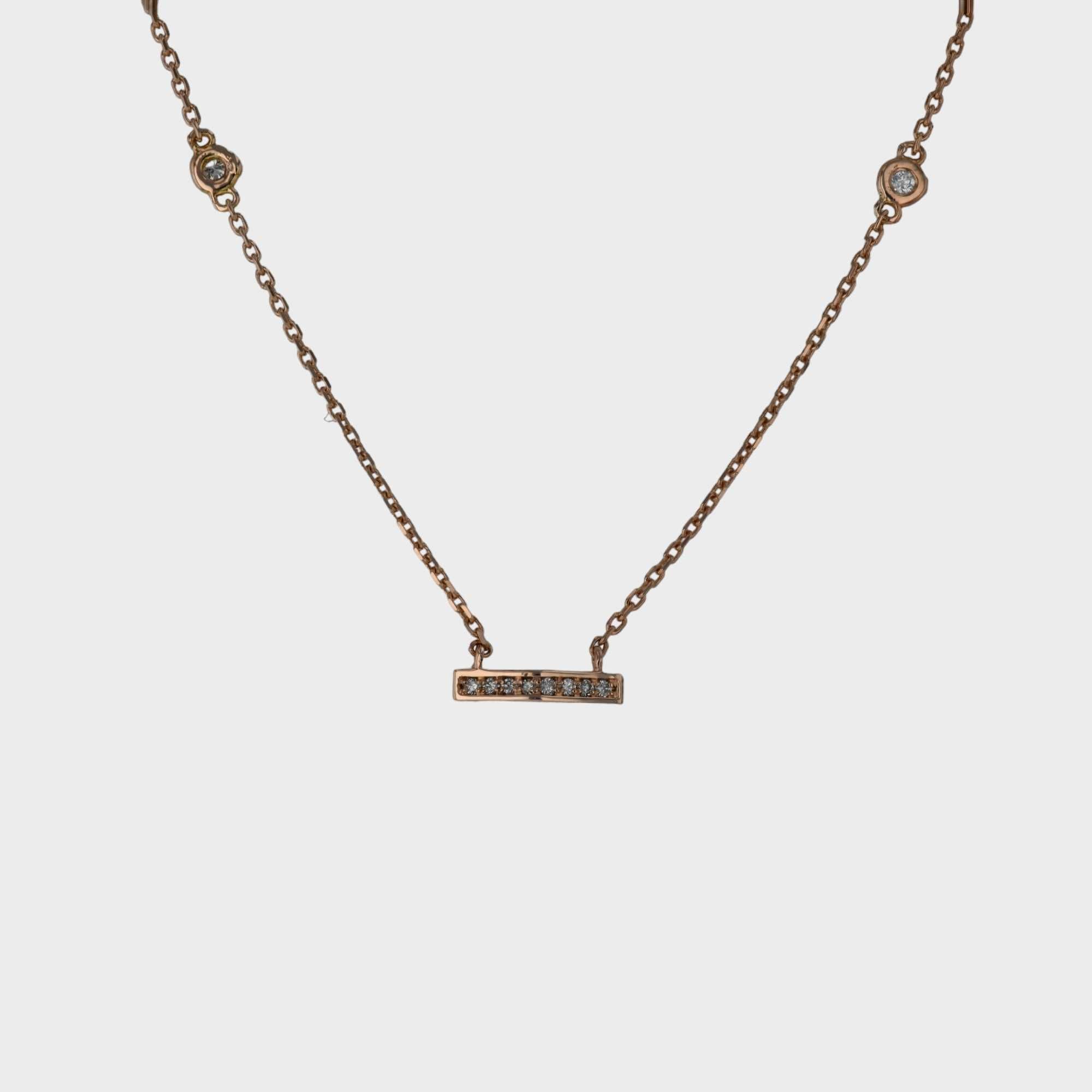 Lant cu pandantiv 2,25 grame aur roz 18k cu diamante cod 9933