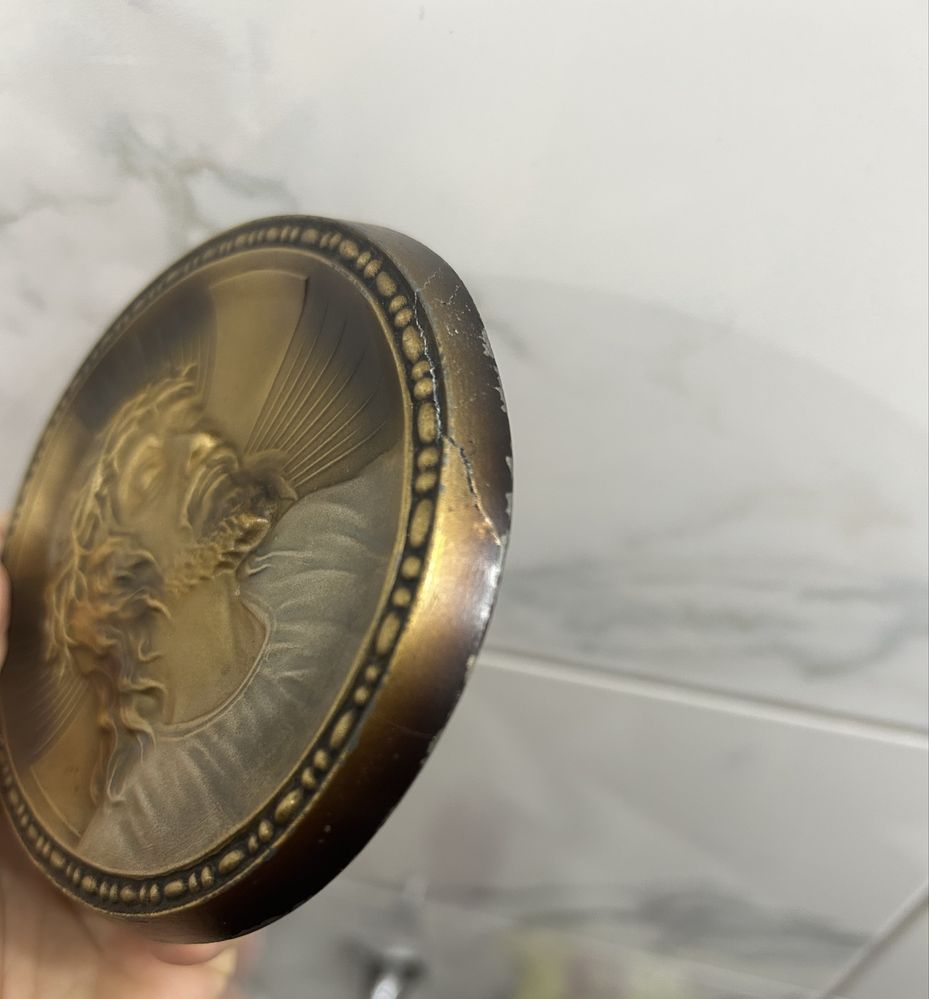 Исус метал пано икона религия релеф, 14 см/ 11 см