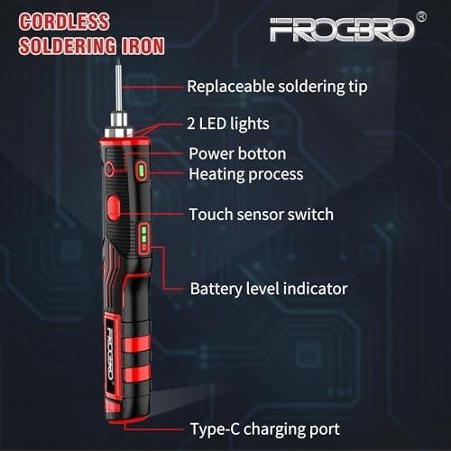 11W Безжичен поялник със стойка и USB-C зареждане, FrogBro LD006A-Pro