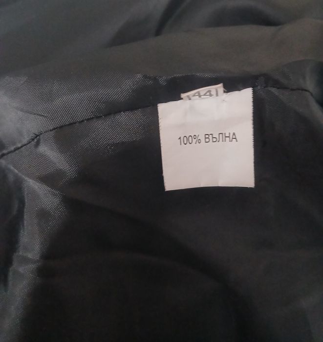 Черно палто 100 % вълна 44 размер