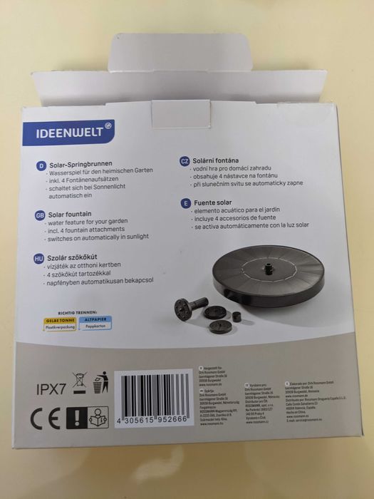 фонтан на солнечной батарее для огорода , декоративный