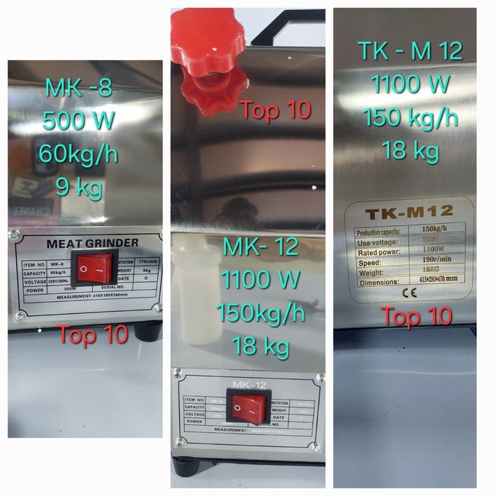 Електрическа месомелачка МК 12. Редукторна месомелачка номер 12.
