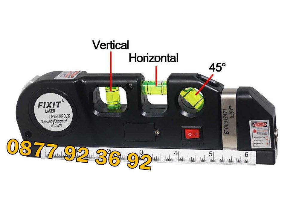 ПРОМОЦИЯ! ПРОФЕСИОНАЛЕН ЛАЗАРЕН нивелир с ролетка, laser level pro 3