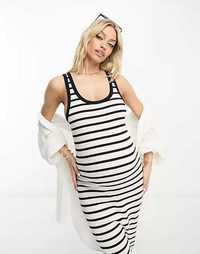 Asos Design рокля за бременни на райе в черно и бяло