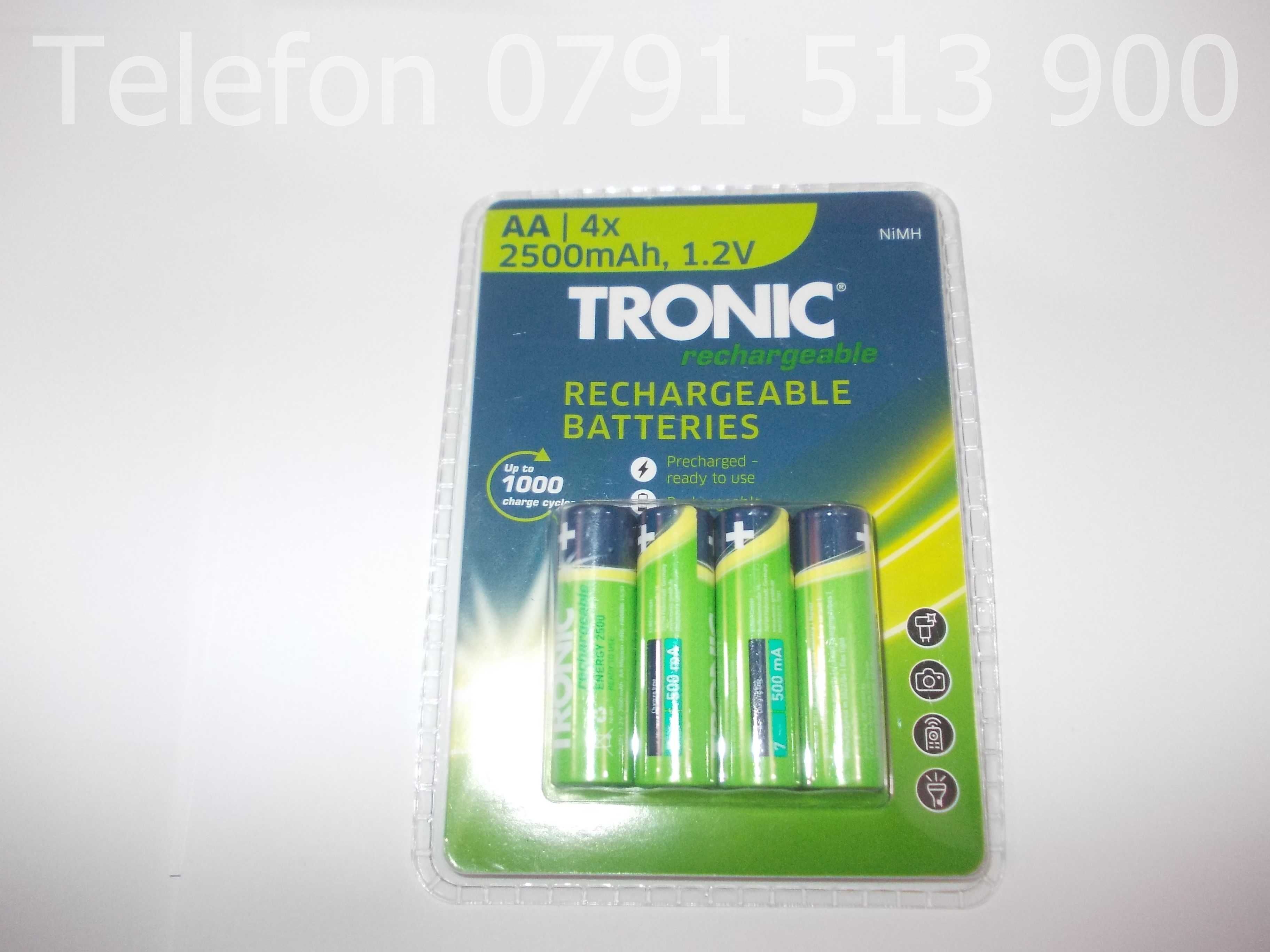 Set 4 acumulatori AA 2500mAh Tronic Germania baterii reincarcabile NOI