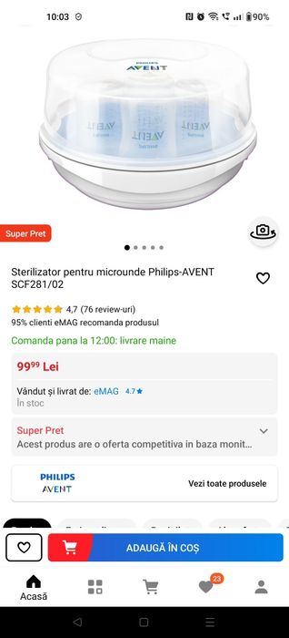 Sterilizator biberoane Philips Avent si suport biberoane
