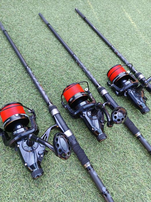 SET 3 Lansete Diamant alb Tactics 3.90m 5LBS 3 segmente + 3 Mulinete
