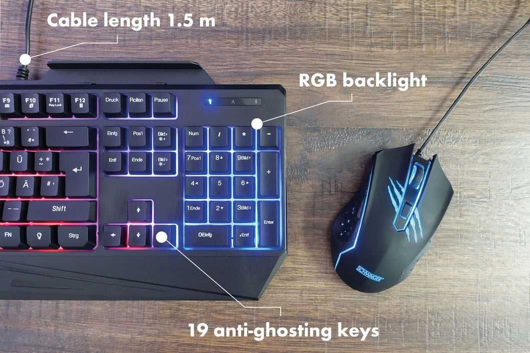 Геймърска клавиатура SCHWAIGER Gaming Tastatur GT108, RGB подсветка