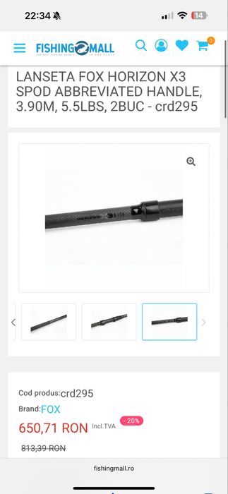 Lanseta Fox Horizon X3 Handle Abbreviated handle, 3.90M, 5.5LBS
