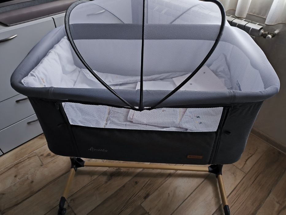 Kikkaboo Мини кошара Amaris Dark Grey с матрак и два броя завивки