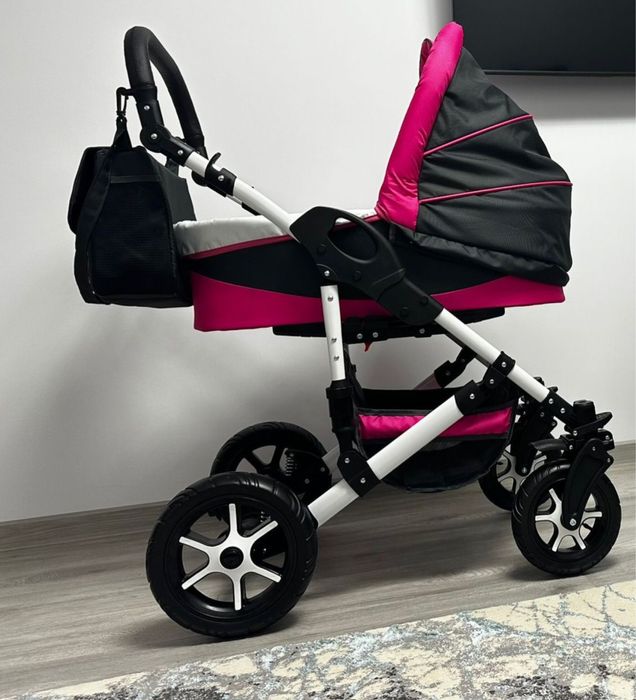 Cărucior copii 3 în 1 X-Trall – Gri Grafit/Roz – stare foarte bună