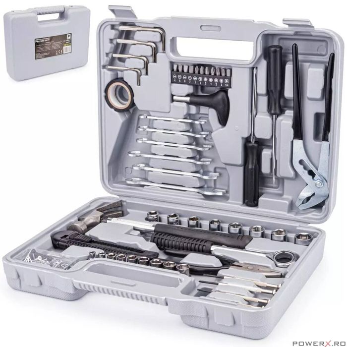 Trusa unelte chei 141 piese, tubulare, surubelnite, Powermat