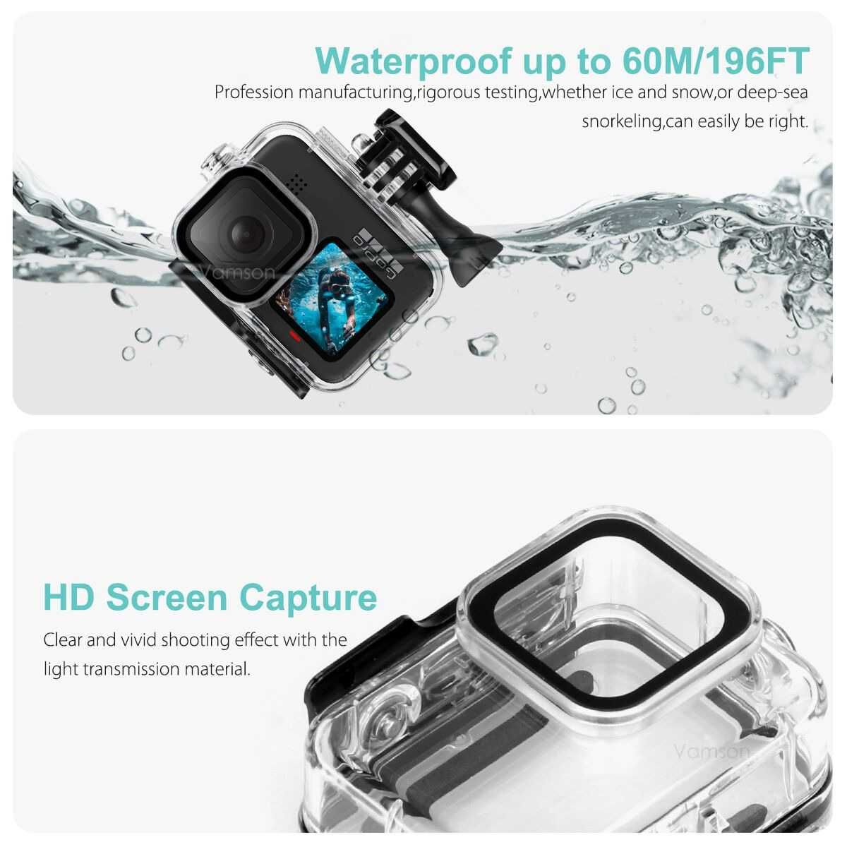 Carcasa subacvatica waterproof camera actiune GoPro Hero 9 10 11 12 13