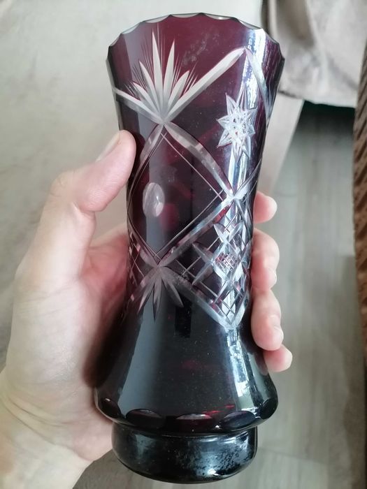 4 veze de cristal rosu rubin hand cut