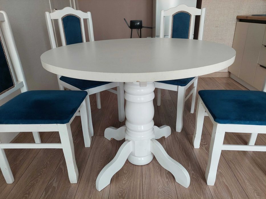 Стол круглый белый дерево бу