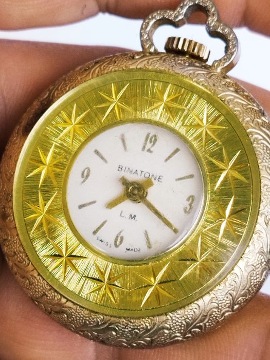 Ceas de damă Binatone pandantiv, mecanic, din oțel inoxidabil, vintage