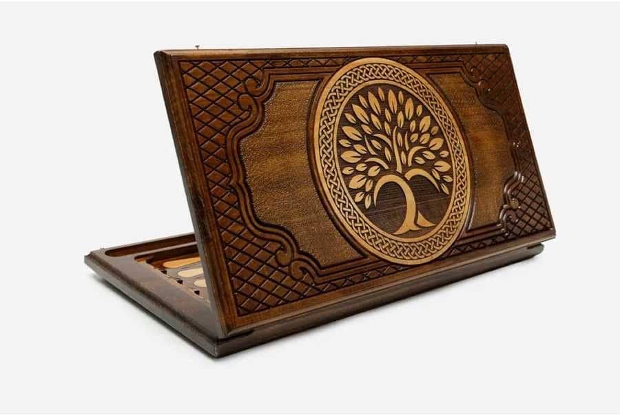 Нарды резные "Дерево Жизни" из массива бука (Армения)