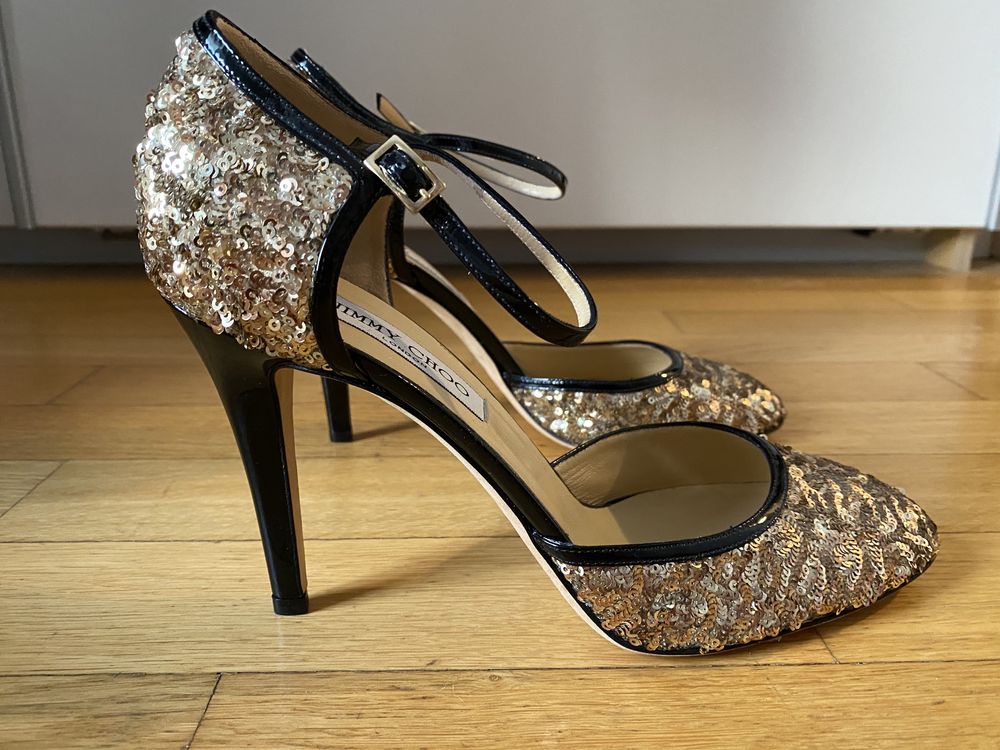 Pantofi Jimmy Choo metallic gold sequins, noi