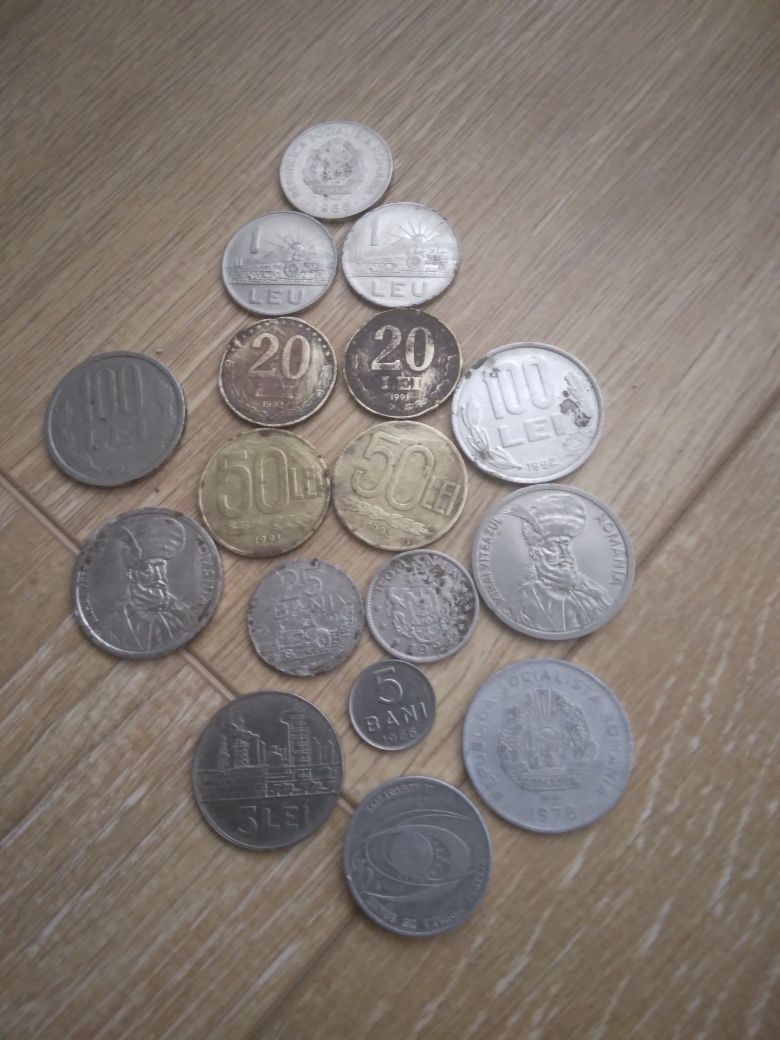 Monede rare România 1 leu 1949 vechi 5bani1953 5bani1966 1leu 1991pent