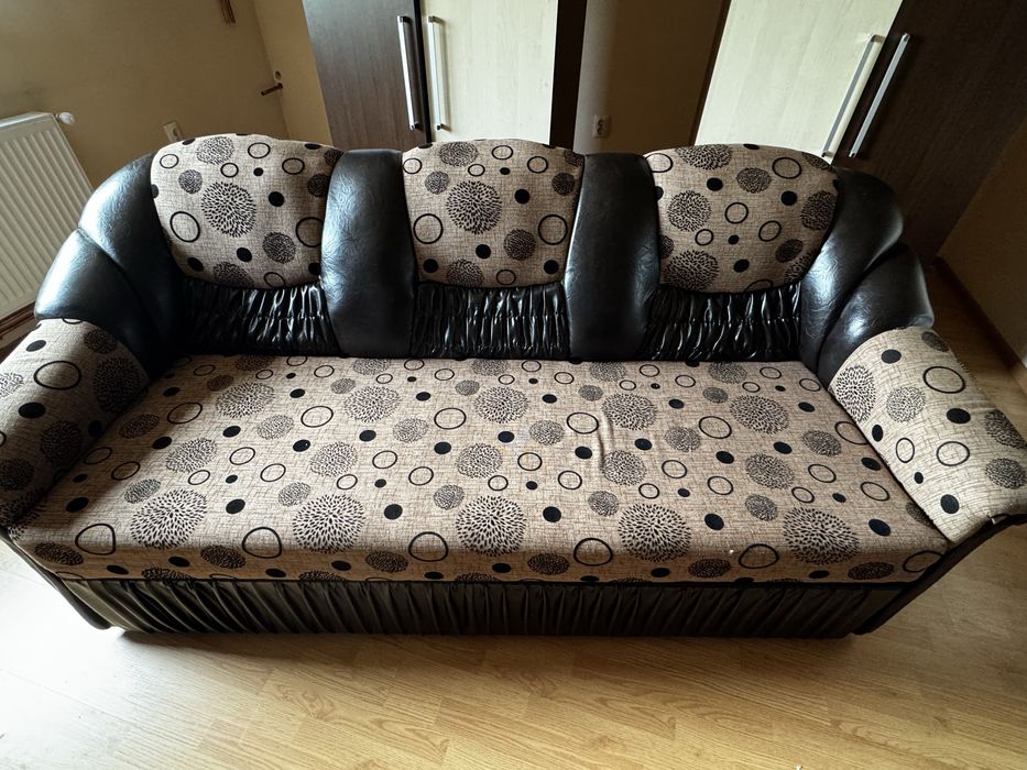 Canapea piele textil si fotolii