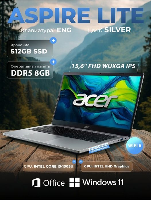 Acer i3‑1305U 8GB 512SSD FHD Windows 11 Pro