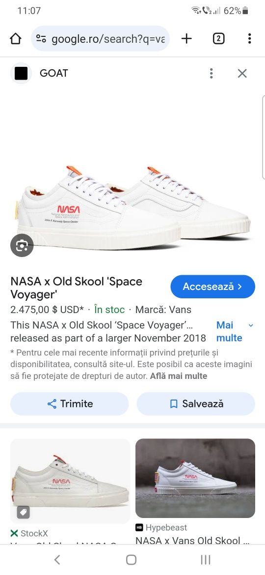 Adidasi tenisi noi piele originali unisex vans nasa mission