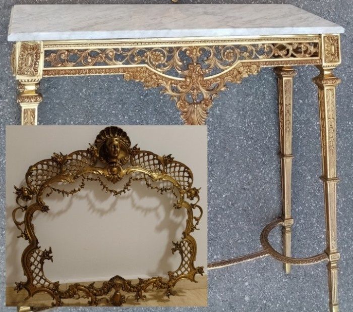 Superba consola cu oglinda din bronz