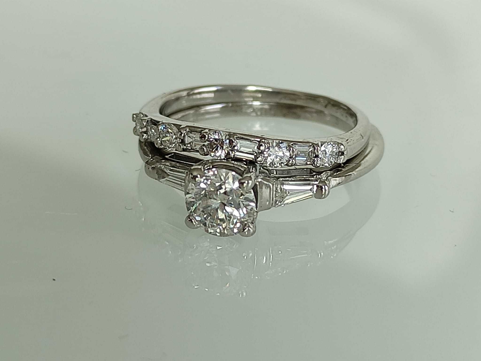 Inel aur 14k cu diamante si verigheta diamante 1.06ct