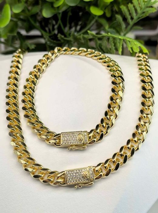 Set cuban placate cu aur inoxidabil