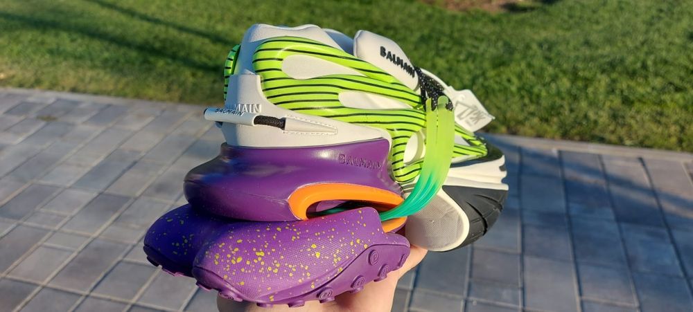 Balmain Unicorn color 4 Multi Green Stripes Sneakers