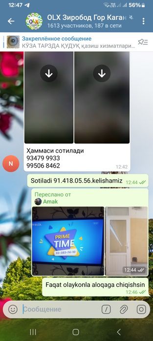 Televizor va akfa eshik sotiladi