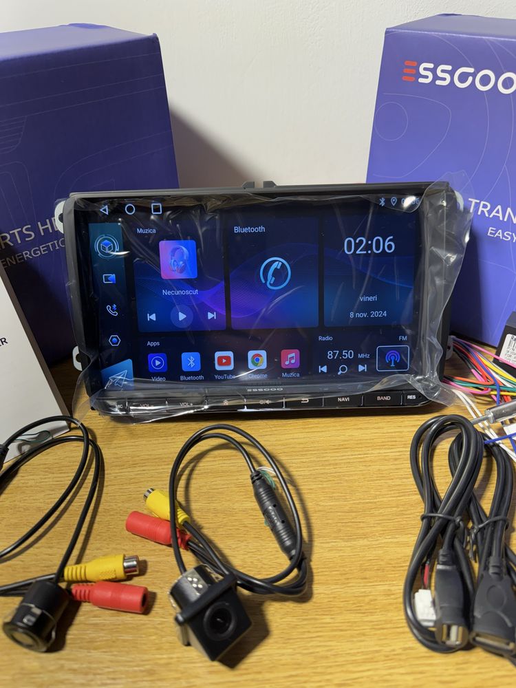 Navigatie Android 14, 4GB+64GB, Carplay, VW, Skoda, Seat, camera