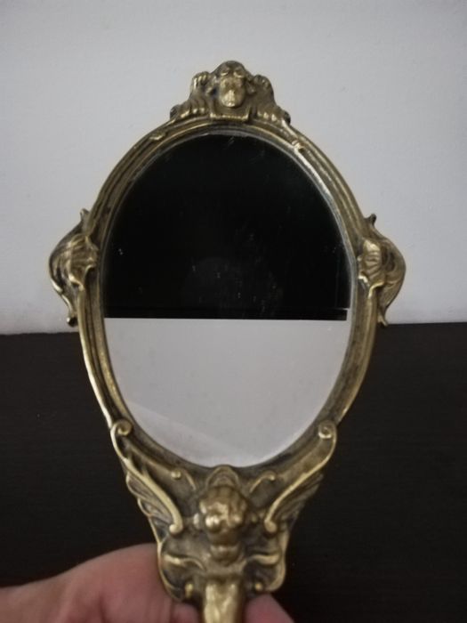 Прекрасно, винтидж, ръчно огледало. Бронз.