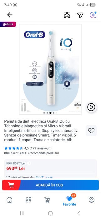 Periuta electrica Oral-B iO6 noua